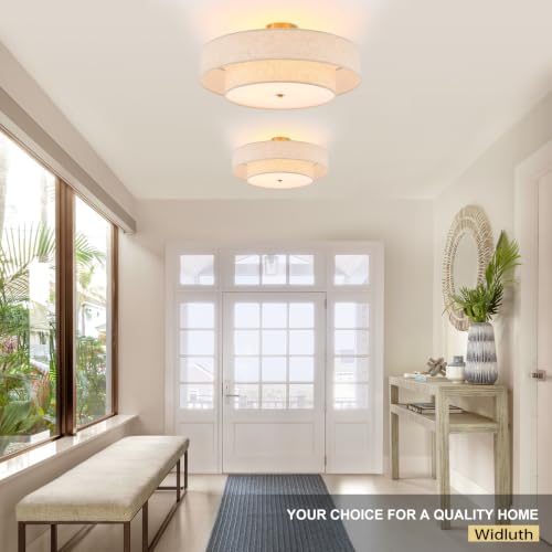 25.6" Large Gold Semi Flush Mount Ceiling Light (Gold - Drum - 25.6")