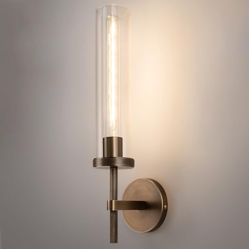 19.5" Knurled‑Craft Hardwired Bronze Wall Sconce (Bronze-Clear Tube / 19.5″-1 Pack)