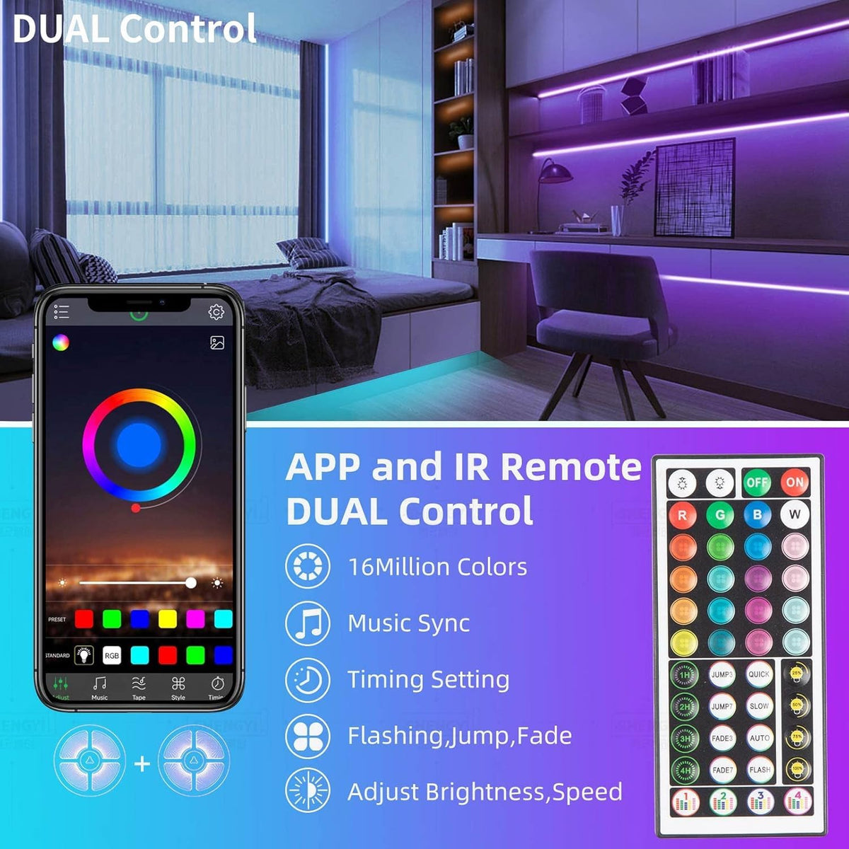 Led Lights for Bedroom 50ft Led Strip Lights with Remote App Control (50 ft)