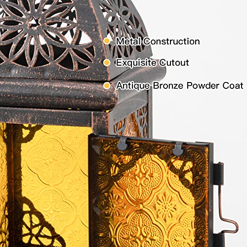 Candle Lanterns Decorative Indoor & Outdoor (Large / Amber-square - 12''h)