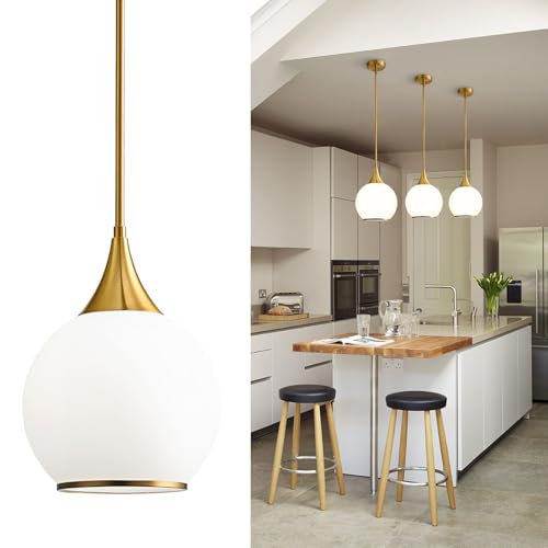 Pendant Lights Kitchen Island (Gold & Milky White / 1 Pack-10inch)
