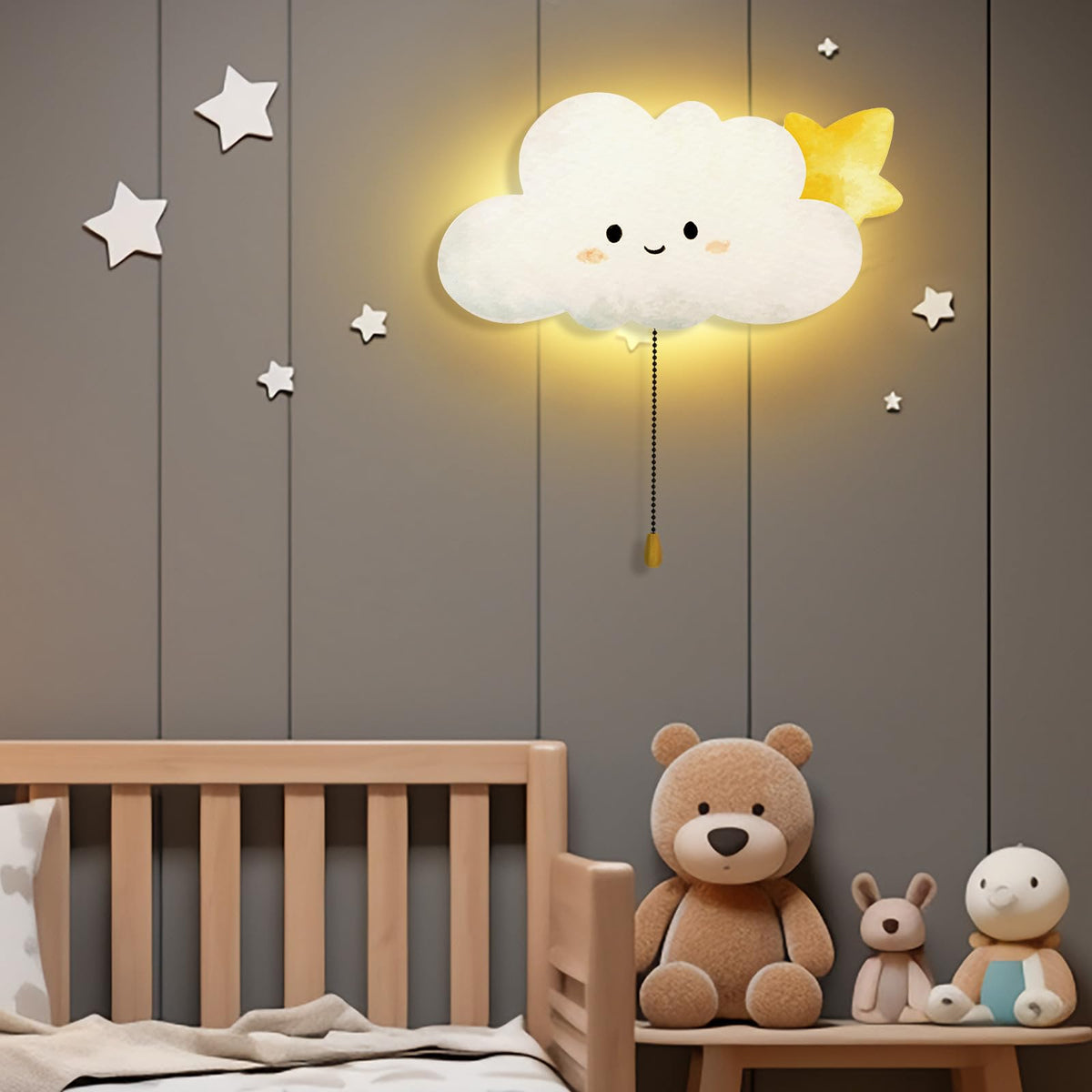 Kids Wall Cloud Lamp Night Light Floating Battery Operated Hanging (Cloud)