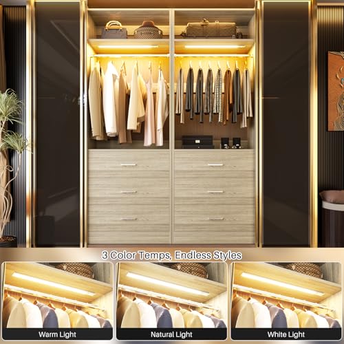 Freestanding Closet Systems with 2 Motion Sensor LED Lights (White Oak / 2 Set)
