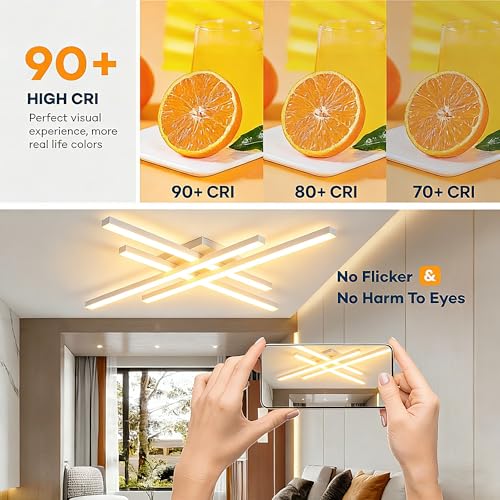 24 Inch Semi Flush Mount Ceiling Light (White)