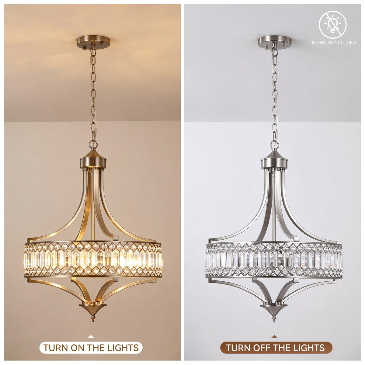 20 Inch Brushed Nickel Crystal 5 (Brushed Nickel / 5-Light/Pattern)