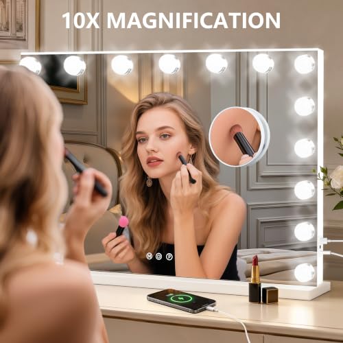 Vanity Mirror with Lights (White / 28"L x 20"W)