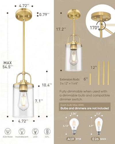 2 Pack Pendant Lights Kitchen Island (Brushed Gold / 2 Pack)