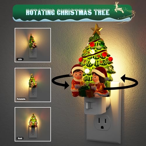Christmas Tree & Santa Claus Night Light (Christmas tree and children opening gifts-3000K / 1 Pack)