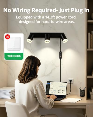 Black 3 Light Plug in Kitchen Track Lighting with 14.3ft Power Cord (Black / 3 Light (Plug in))