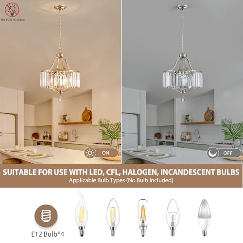 Modern Crystal Chandeliers Round 4 (169-Brushed Nickel)