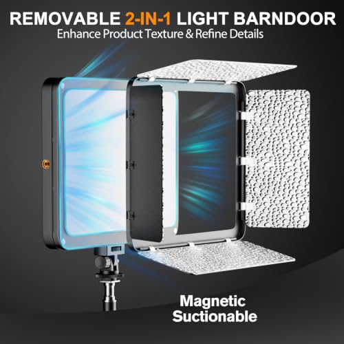 2 Pack 15W LED Video Light Kit with Phone Holder & Barndoor (15W / 29-73inch)