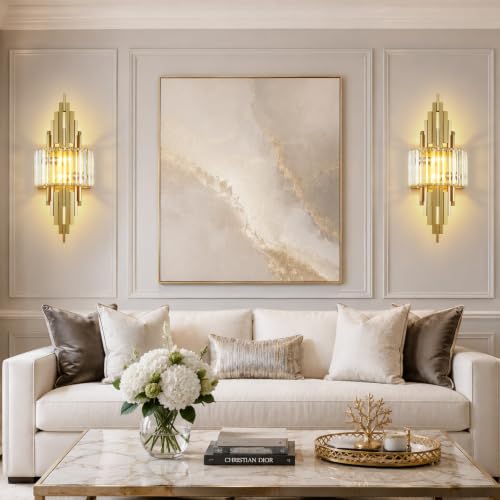 Gold Crystal Luxury Wall Sconces Mid (Gold Rectangular-1P)