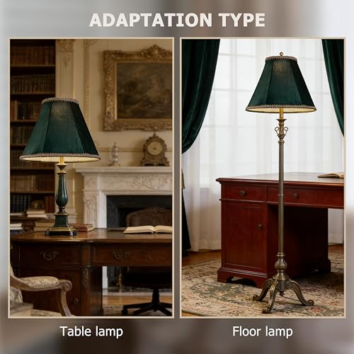 Green Velvet Lamp Shades Set of 2 6"×13"×9.8" Bell Shade (6*13*9.8in / Green-2 Pack)