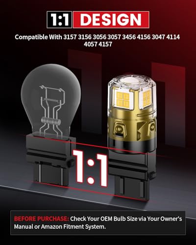 3157 LED Bulb Reverse Light 3156 3056 Backup Light 6000K White 2 Pcs (White / 3157/3156)