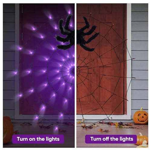 Halloween Decorations Spider Web Lights (2 Sets (Purple and Orange))