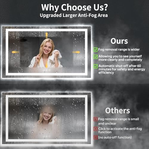 60"x30" LED Bathroom Mirror with Lights (Frontlit & Backlit / 60"L x 30"W)