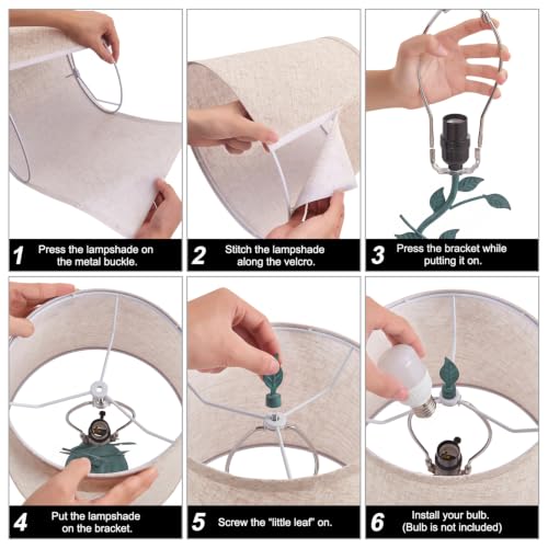 Touch Lamps for Nightstand (7-Beige Shade & Green Base)