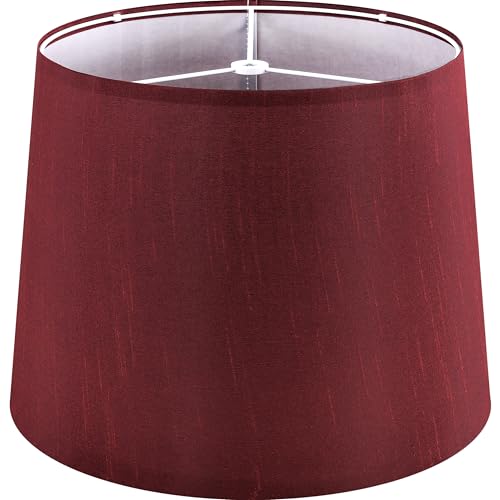 Burgundy Lamp Shade Medium Drum (11"×13"×10"-1 Pc / Burgundy Natural Faux Silk)
