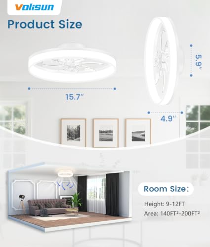 Low Profile Ceiling Fans with Lights and Remote (White / 16 INCH)