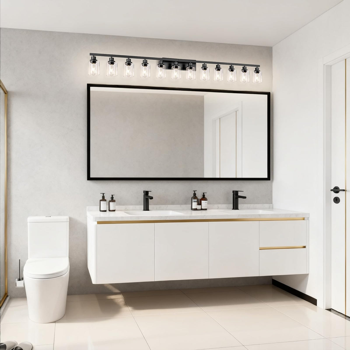 12 Light Bathroom Light Fixtures (Black / 12-light)