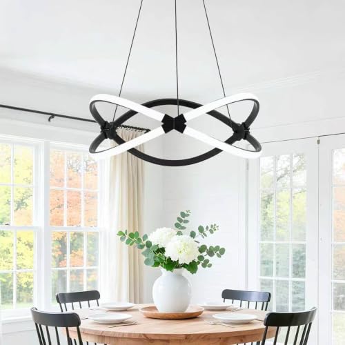 13.78 inches Black Dimmable Modern Led Chandelier with Remote Control