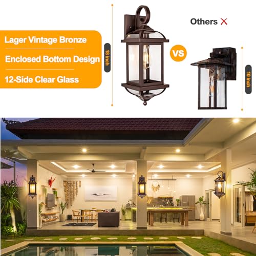 18” Outdoor Light Fixtures Oil Rubbed Bronze Enclosed Bottom (Oil-Rubbed Bronze / Without Sensor)