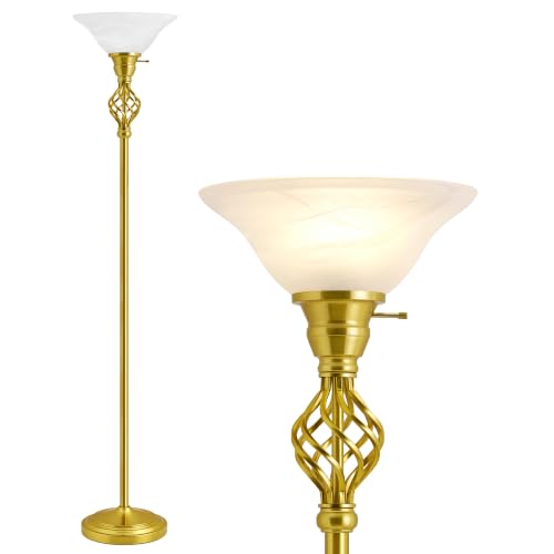 Torchiere Floor Lamp for Living Room (Gold)