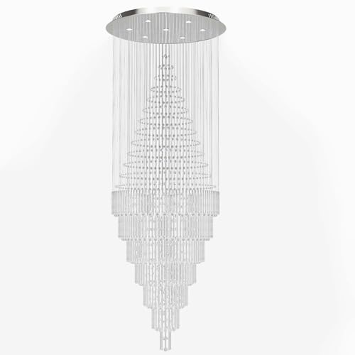 D59''X H120'' Extra Large Chandeliers for High Ceilings Crystal Raindrop Chandeliers Large Villa Chandelier Entrance Foyer Ceiling Light LED Dimmable 2700K (Silver / D59"X H120")
