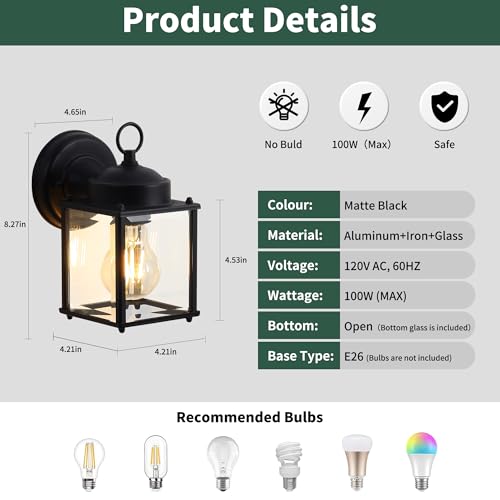 Outdoor Wall Light Fixtures Waterproof Porch Lights Anti (Basic Functions / 2 Pack)