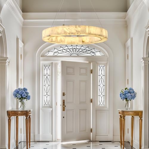 Alabaster Round Chandelier (5-Gold-30.5in / 30.5 in)