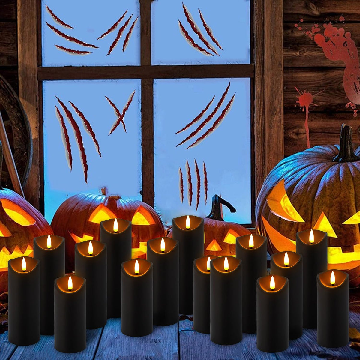 Halloween Flickering Flameless Candles - 24 Pack, Black