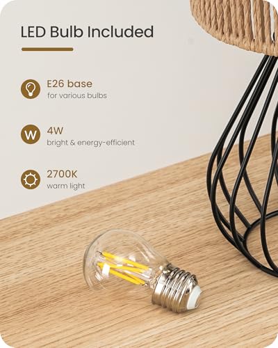 Rattan Table Lamp (Striped + Black)