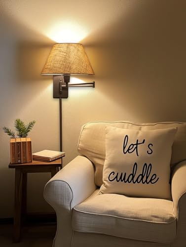 Cambridge 15" Modern Swing Arm Wall Sconce + 3 (Black,Latte Mocha Shade,2-Pack)
