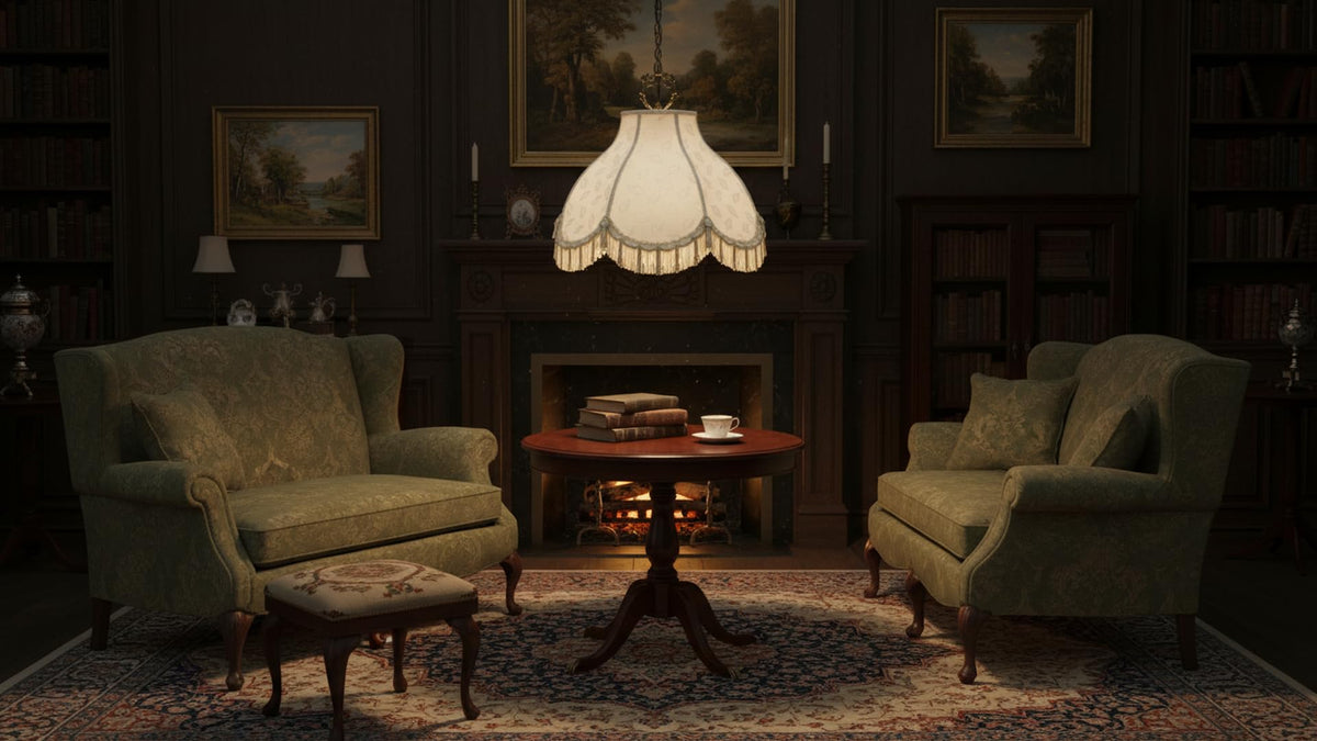 30626 Tranditional Scallop Dome Shape Spider Construction Lamp Shade in Butter Cream Jacquard Fabric (Butter Cream & 17" Wide)