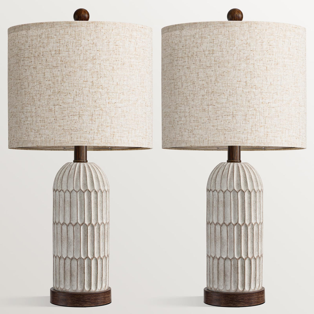 22" Bedside Table Lamps Set of 2 (22“ -Grayish and Dark Brown)