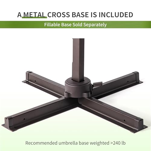 9x12 FT Cantilever Offset Patio Umbrella with Lights (Grey)