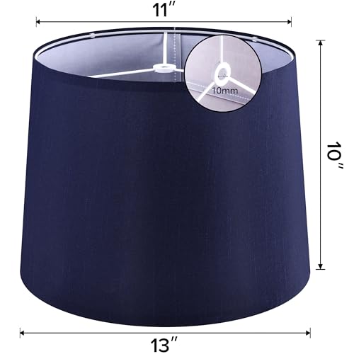 Charming Blue Lamp Shade Medium Drum (11"×13"×10"-1 Pc / Blue Natural Faux Silk)