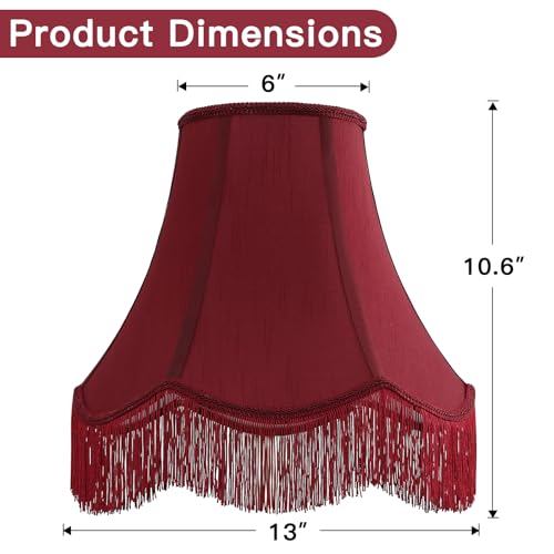 Red Silk Bell Lamp Shades (Burgundy / 2 Pack)