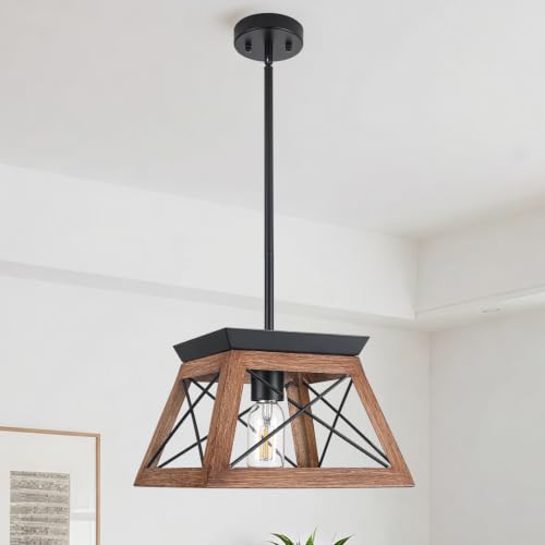 9.84Inches Farmhouse Pendant Light Fixture (10InchesWood)