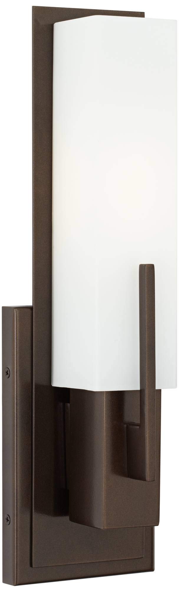 Midtown 15" High White Glass Bronze Modern Wall Sconce Light Fixture (Bronze - Single Light / 15 Inch)