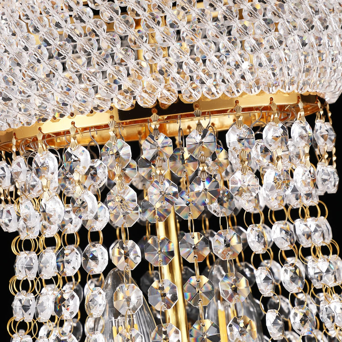 22" W 12 Light Luxury Entrance Chandelier with Unique Empire K9 Crystal Design for High Ceilings (22"(Gold))