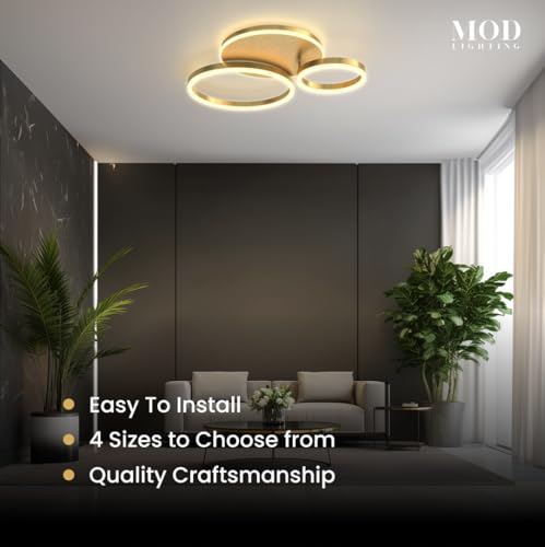 Chloe Flush Mount Ceiling Light (Metallic Gold / 3 Circles / Warm White)