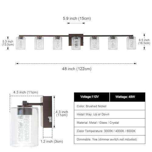 7 Light Bronze Vanity Light with 3 Color Modes (7-light / Bronze)