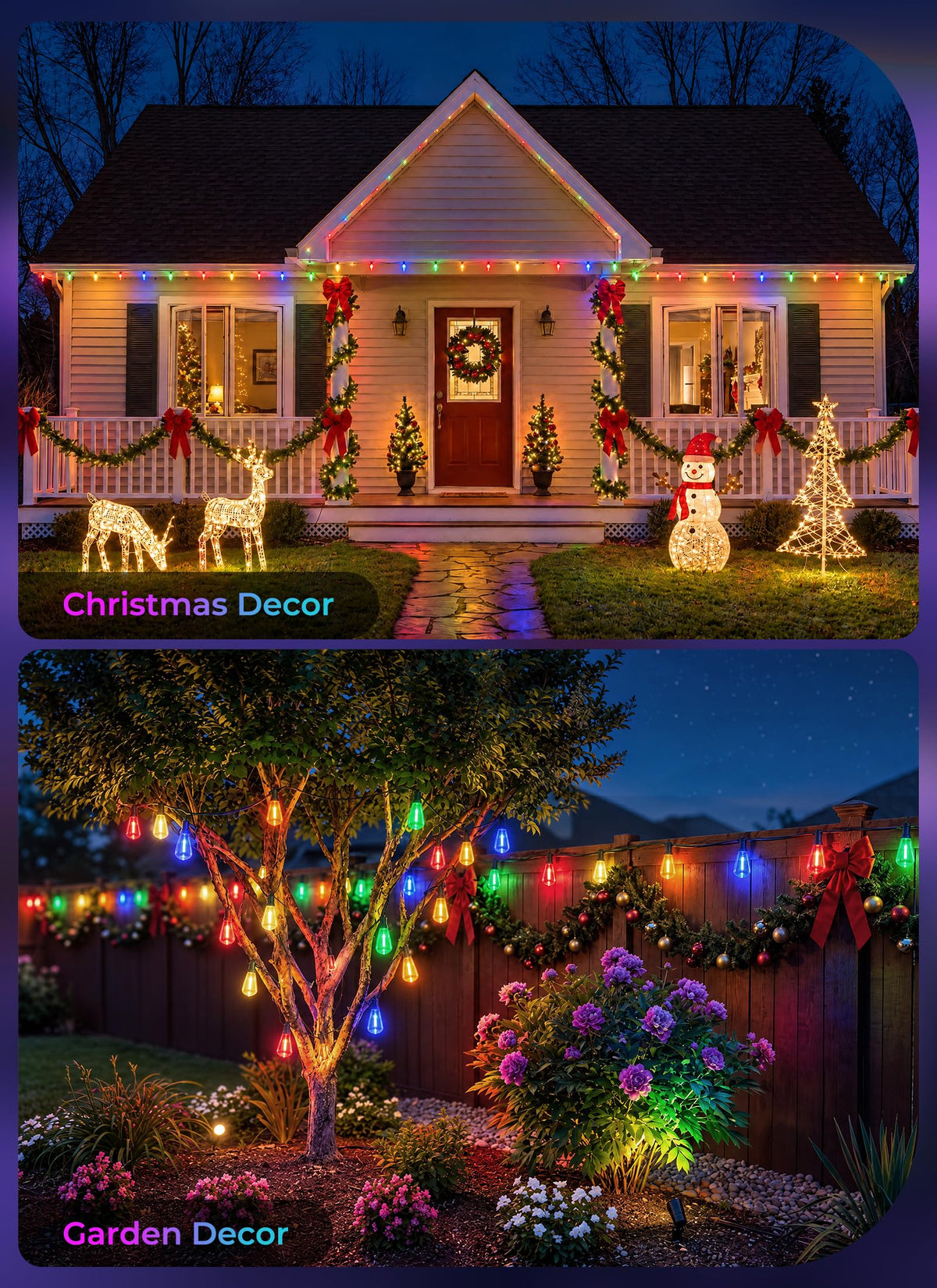 100FT Solar Christmas Lights Outdoor (100FT(31+2 Multicolor Sockets))