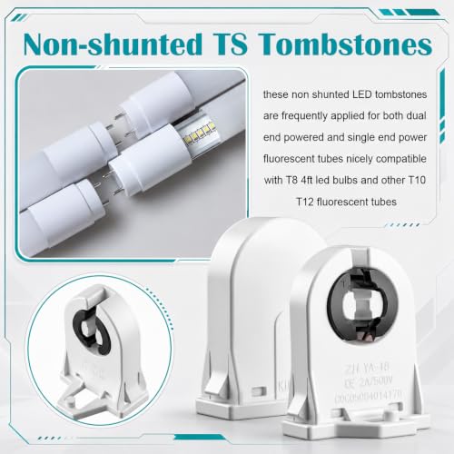 100 Pack Non Shunted LED Tombstones T8 T12 Lamp Holder (T8 T12)