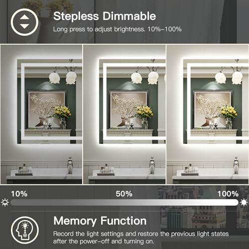 48x40 Inch LED Bathroom Mirror with Lights (Backlit+front Lit / 48"L x 40"W)