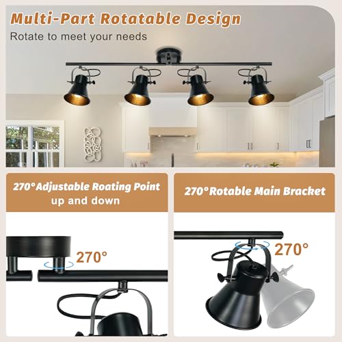 37"Rustic Track Lighting Fixtures Ceiling 4 Light Farmhouse Track Light (37")