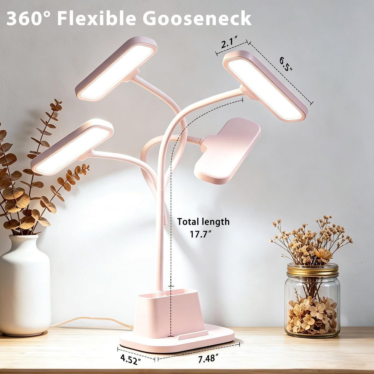 Cute Pink Desk Lamp with Pen Holder (Pink)
