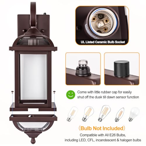 Bronze Dusk to Dawn Outdoor Lighting 18” Exterior Light Fixtures (Oil-Rubbed Bronze / Dusk to Dawn Sensor)