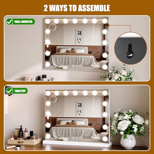 Vanity Mirror with Lights (White / 23"L x 18"W)